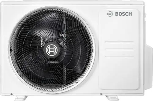 Außeneinheit von Bosch mit großem Lüftergitter in einem kompakten Gehäuse. Ideal für Multisplit-Klimaanlagen, um effiziente Kühlung zu gewährleisten.